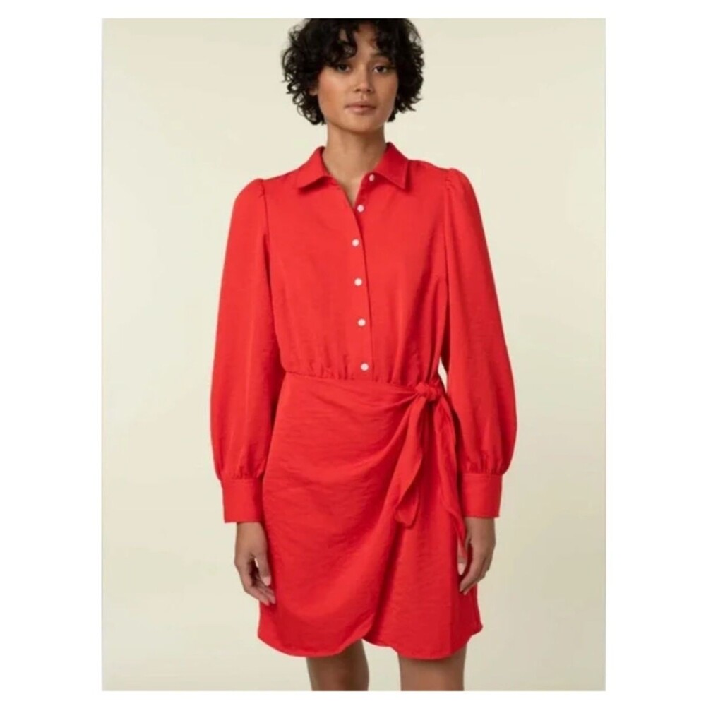 FRNCH Paris Odelie Red Long Sleeve Wrap Dress
